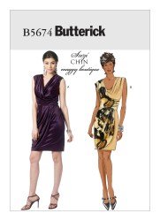 5674  Butterick EZ STRETCH KNIT SASSY OVERLAY SLEEVELESS DRESS PATTERN 6-12 ; 12--20 CHOICE